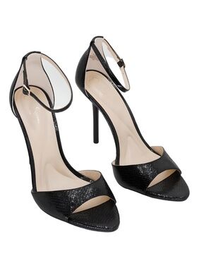Jessica Simpson Nelira Black Glazed Snake Stiletto Sandals Size 9.5